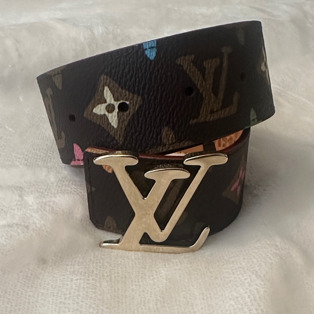 Louis Vuitton Multicolor Monogram Belt with Gold Buckle